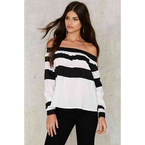 Love + Harmony Nasty Gal Down the Line off the Shoulders Striped Top Size S